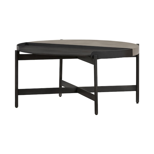 Armen Living Dua Concrete and Metal Round Modern Coffee Table LCDUCOBLCC - main